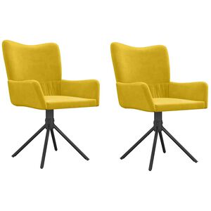 vidaXL Eetkamerstoelen draaibaar 2 st fluweel geel