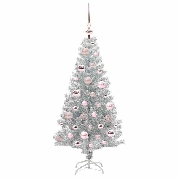 vidaXL Kerstboom met 150 LED met standaard Zilver 120 cm PET