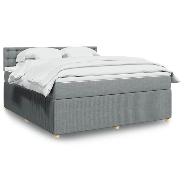 vidaXL Boxspring met matras stof lichtgrijs 180x200 cm