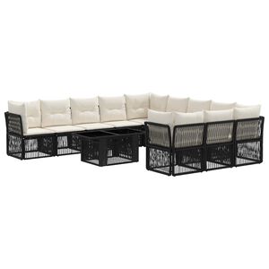 vidaXL Tuinbankenset 12 st Zwart poly rattan
