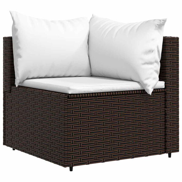 vidaXL 3-delige Loungeset met kussens poly rattan bruin