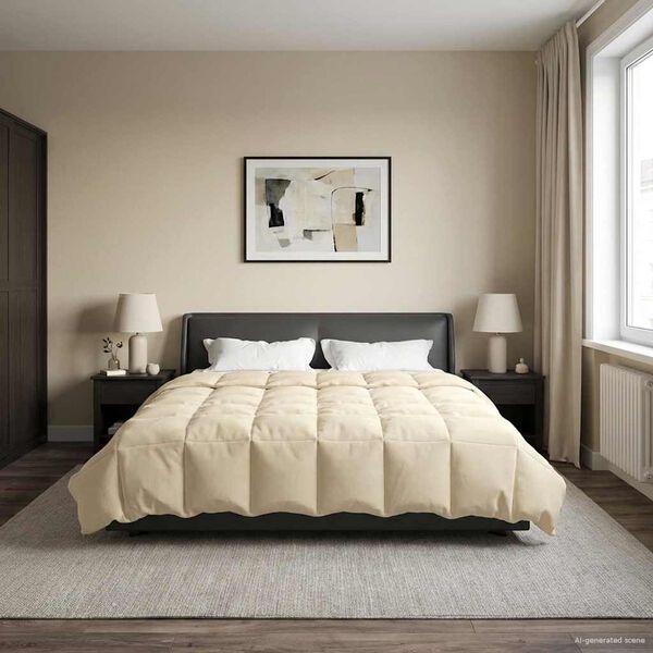 vidaXL Zomer Dekbed Gekwilt Cr&egrave;me 220 x 260 cm Microfiber