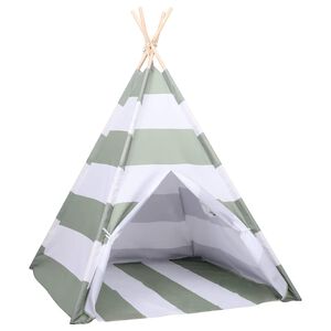vidaXL Kindertent Grijs en Wit 120 x 120 x 150 cm Massief grenenhout