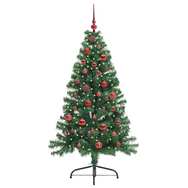 vidaXL Kunstmatig Voorverlicht Kerstboom met 150 LED Groen 150 cm PVC