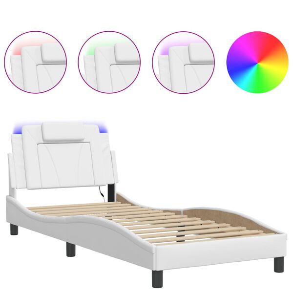 vidaXL Bedframe "Viana" met LED zonder matras wit 90x190 cm