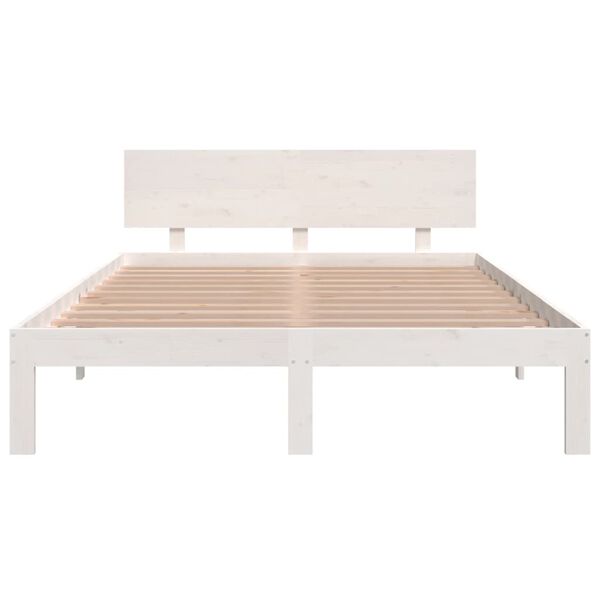 vidaXL Bedframe massief hout wit 135x190 cm