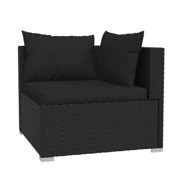 vidaXL 5-delige Loungeset met kussens poly rattan zwart
