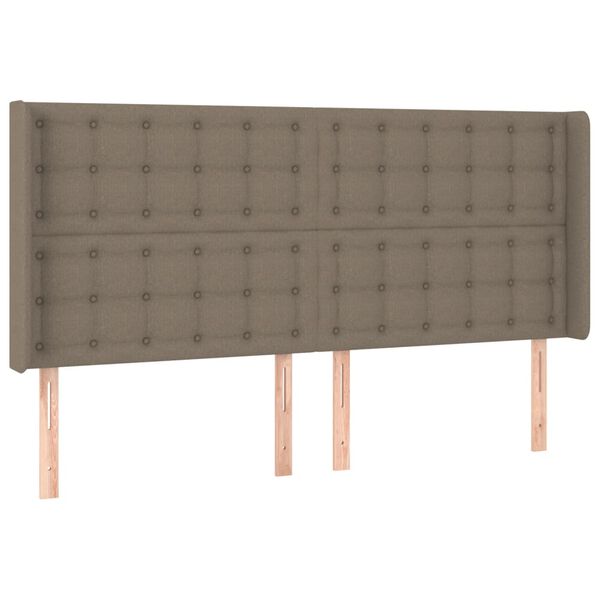 vidaXL Hoofdbord met randen 183x16x118/128 cm stof taupe