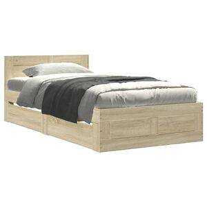 vidaXL Bedframe met hoofdeinde bewerkt hout sonoma eiken 100x200 cm