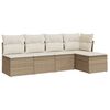 vidaXL 5-delige Loungeset met kussens poly rattan beige