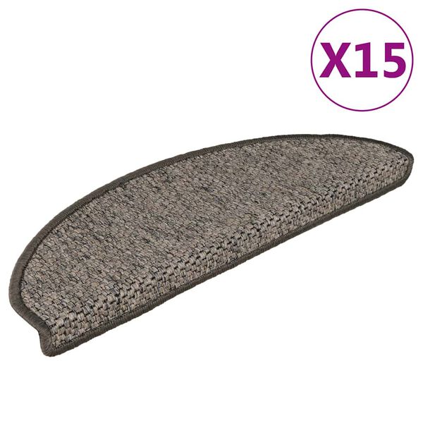 vidaXL Trapmatten zelfklevend 15 st sisal-look 65x21x4 cm grijs-beige