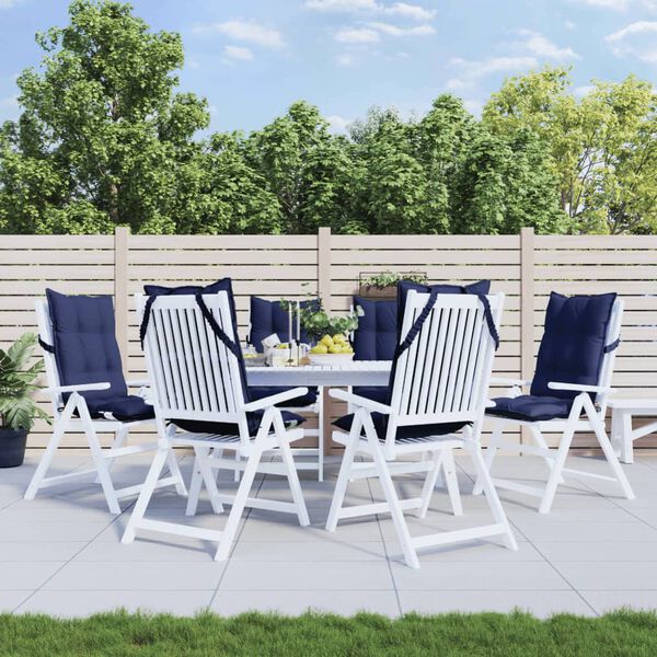 vidaXL Stoelkussens 6 st hoge rug oxford stof marineblauw