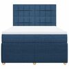 vidaXL Boxspring met matras stof blauw 160x200 cm