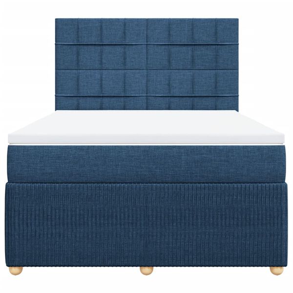 vidaXL Boxspring met matras stof blauw 160x200 cm