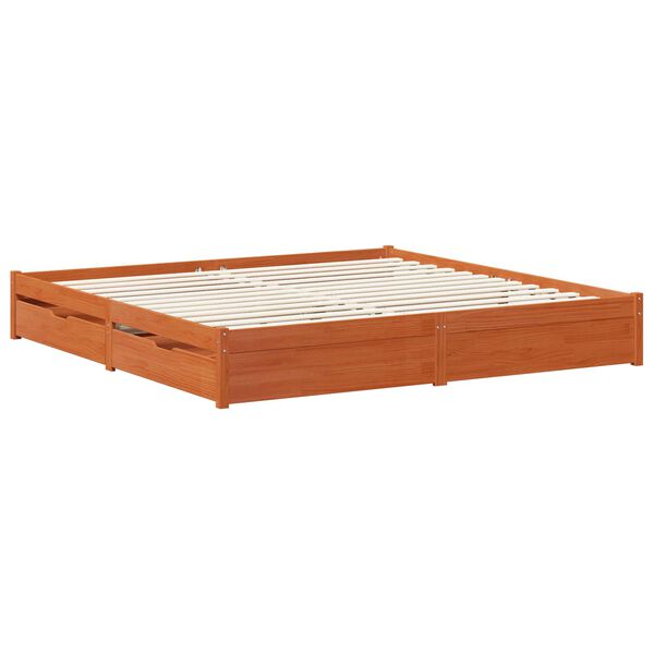 vidaXL Bedframe met lade Wasbruin 200 x 200 cm Massief Vurenhout