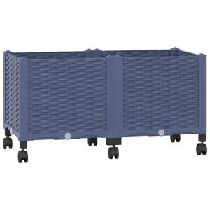 vidaXL Tuinschaal met wielen Blauw Grijs 80 x 40 x 48 cm PP