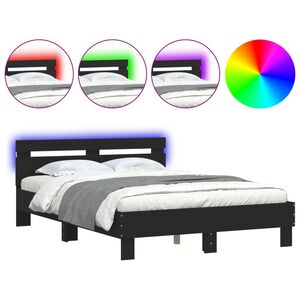 vidaXL Bedframe met hoofdeinde en LED zwart 120x190 cm