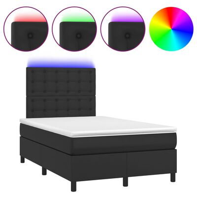 vidaXL Boxspring met matras en LED kunstleer zwart 120x190 cm