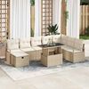 vidaXL Tuin Sofa Set met kussen met opslag 9 pcs Beige Poly riet