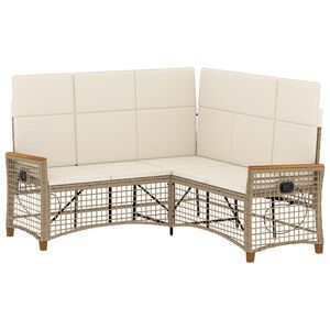 vidaXL Tuin ligbankset Beige en Cr&egrave;me Wit 164 x 164 x 112 cm