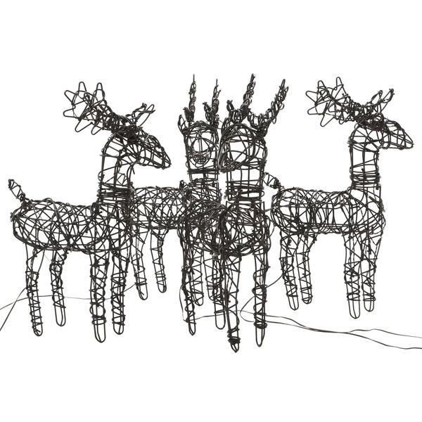 vidaXL Kerstversiering rendierfamilie 4 st 160 LED's rattan warmwit