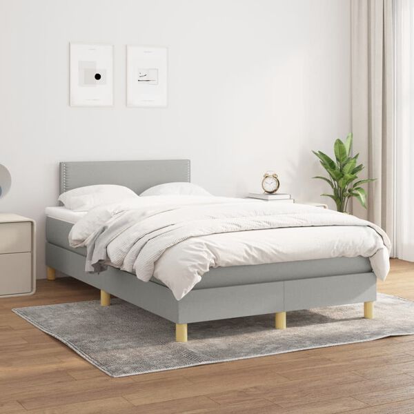 vidaXL Boxspring met matras stof lichtgrijs 120x190 cm