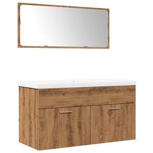 vidaXL 3-delige Badkamermeubelset bewerkt hout artisanaal eikenkleur