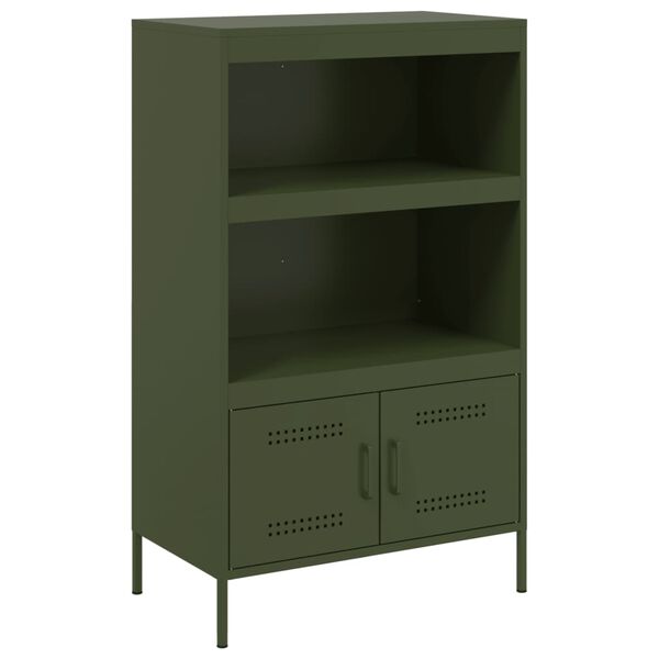 vidaXL Hoge kast 68x39x113 cm staal olijfgroen