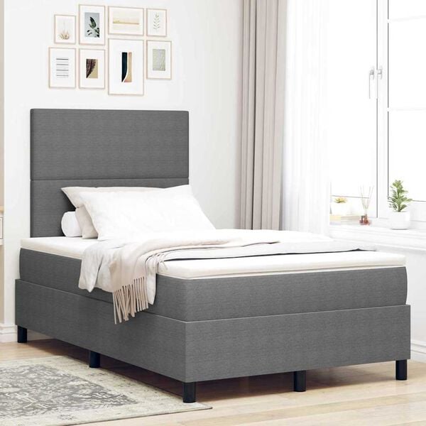 vidaXL Boxspringbed Lichtgrijs en wit. 120 x 190 cm Katoen Stof