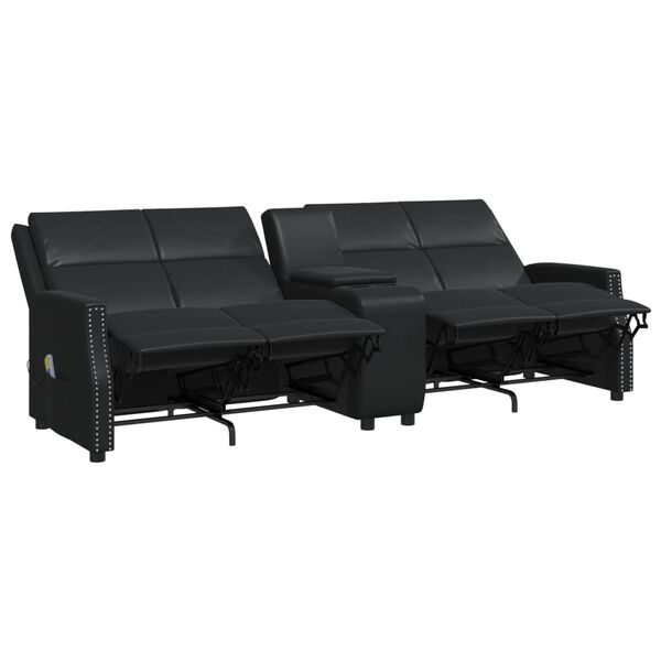 vidaXL Massagestoel 4-zits verstelbaar kunstleer zwart