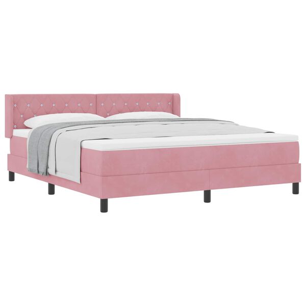 vidaXL Boxspringbed met matras Roze 200 x 180 cm Fluweel