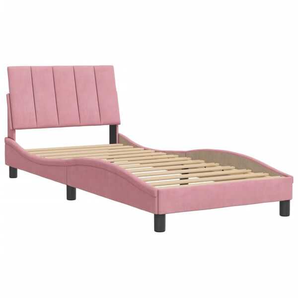 vidaXL Bedframe zonder matras "Hanko" fluweel roze 80x200 cm