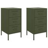 vidaXL Nachtkastjes 2 st 36x39x68 cm staal olijfgroen