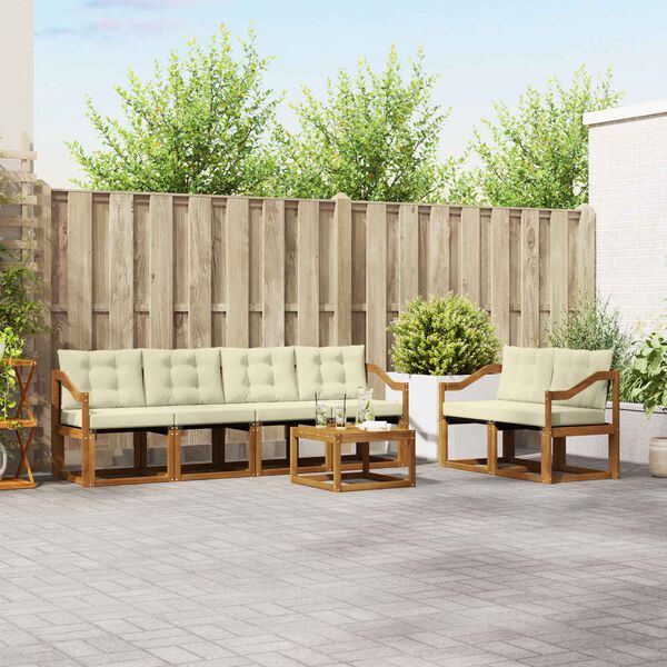 vidaXL Buiten bankenset met kussen 7 pcs Natuurlijk en Cr&egrave;me
