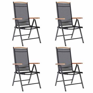 vidaXL Tuinstoelen inklapbaar 4 st aluminium en textileen zwart