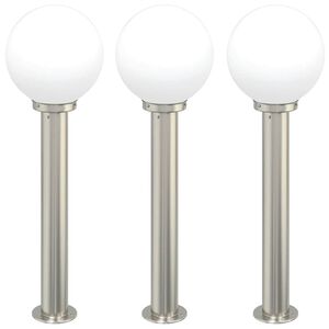 vidaXL Bolderverlichting 3 stuks 80 cm RVS IP44