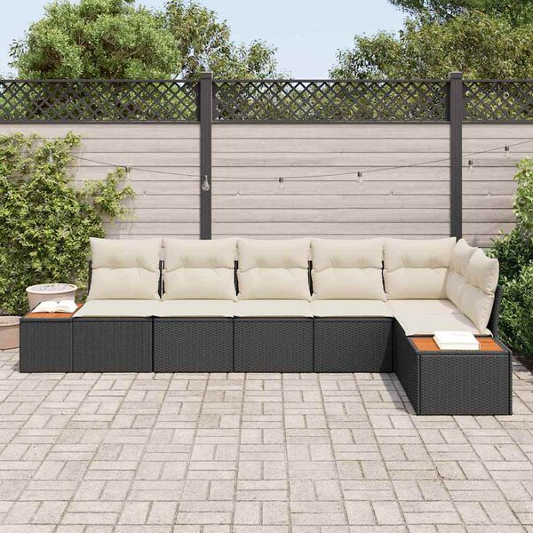 vidaXL Tuin Sofa Set met kussen 6 pcs Zwart poly rattan