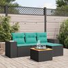 vidaXL 5-delige Loungeset met kussens poly rattan zwart