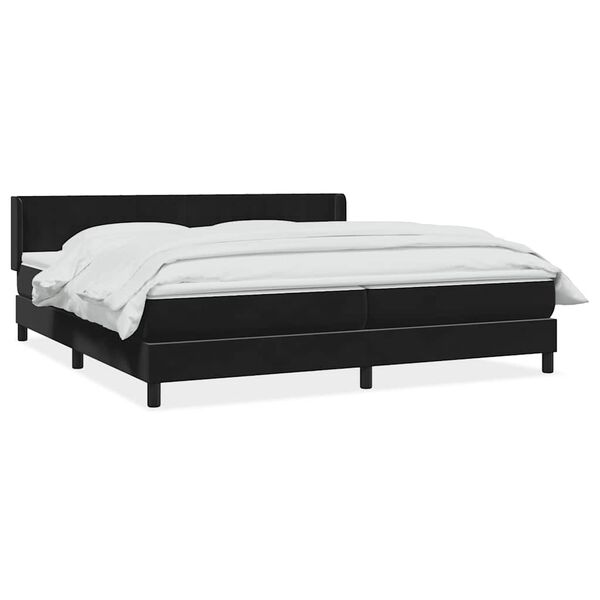 vidaXL Boxspring met matras fluweel zwart 200x210 cm