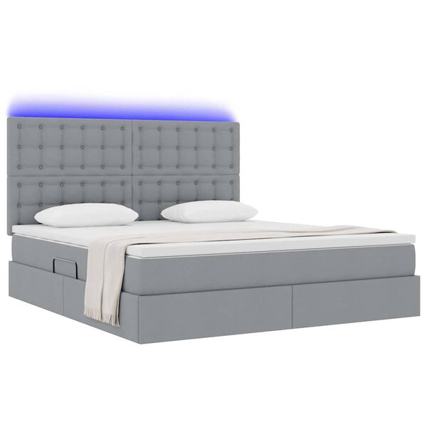 vidaXL Opbergbed met LED met matras Lichtgrijs 180 x 200 cm Polyester
