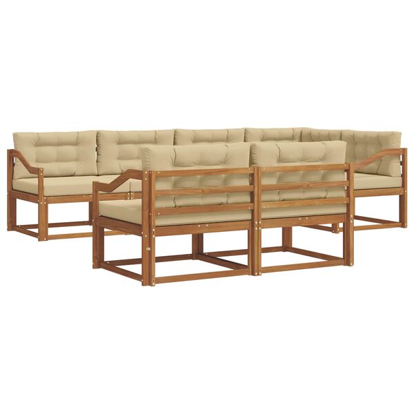 vidaXL Buiten bankenset met kussen 7 pcs Natuurlijk en Beige