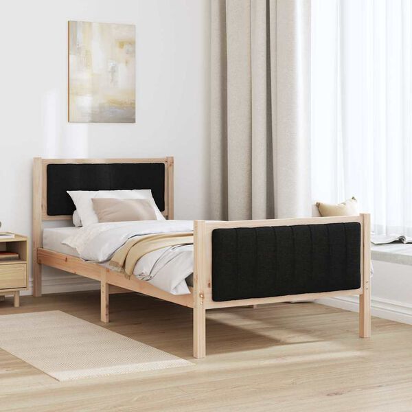vidaXL Bedframe Bruin en zwart 90 x 190 cm Massief grenenhout