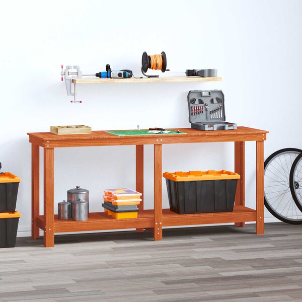 vidaXL Werkbank Waskleur Bruin 180 x 50 x 80 cm Massief grenenhout
