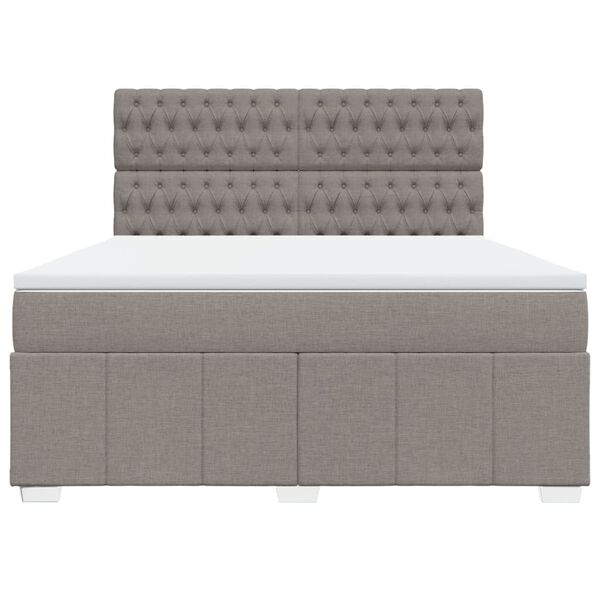 vidaXL Boxspring met matras stof taupe 180x200 cm