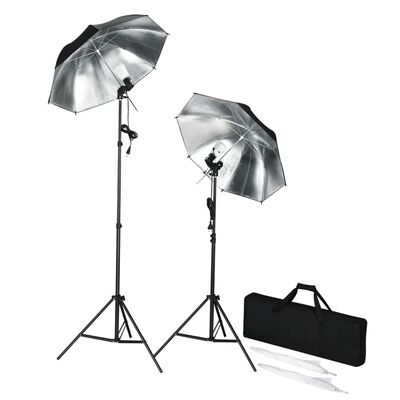 vidaXL Draagbare studioflitserset met statieven en paraplu's