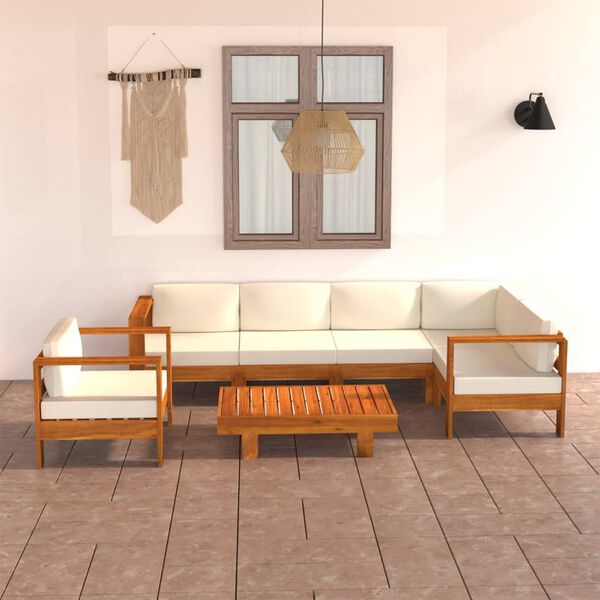 vidaXL 7-delige tuinloungeset met kussens 100x60 cm acaciahout