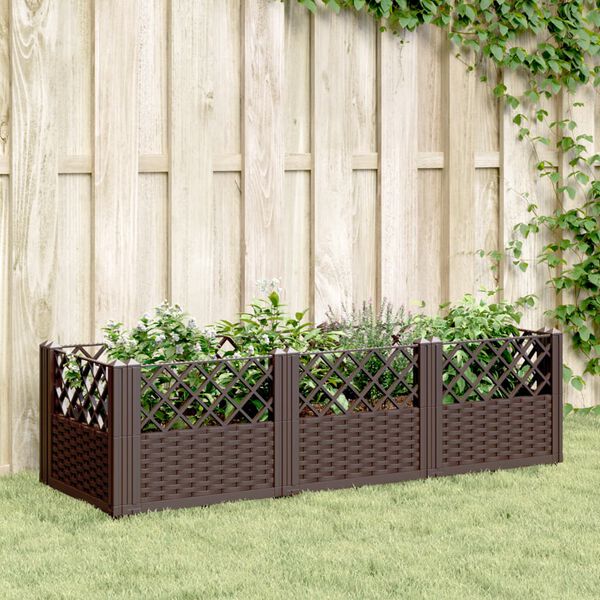 vidaXL Plantenbak met pinnen 123,5x43,5x43,5 cm polypropeen bruin