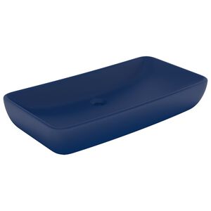vidaXL Wastafel rechthoekig 71x38 cm keramiek mat donkerblauw