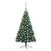 vidaXL Kunstkerstboom met verlichting en kerstballen half 150 cm groen
