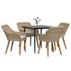 vidaXL Tuin eettafelset met kussen 5 pcs Beige poly rattan